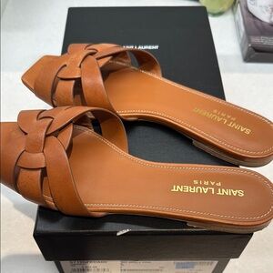 Saint Laurent Women's Tan Leather Sandals
